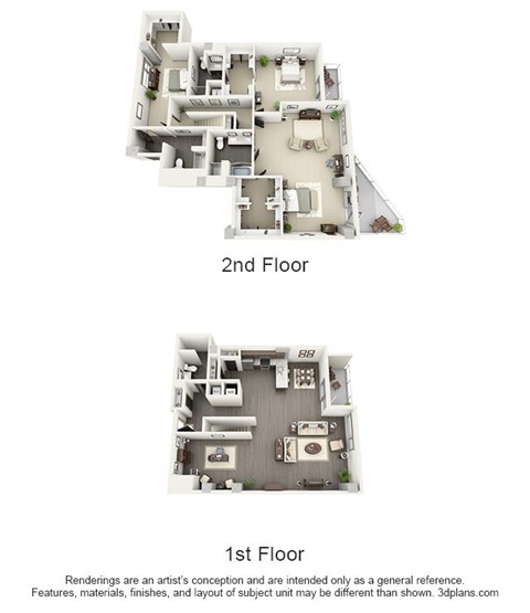 Floor plan for 3 beds, 3 baths